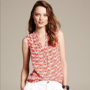Banana Republic Elephant Sleeveless Blouse Sz XS